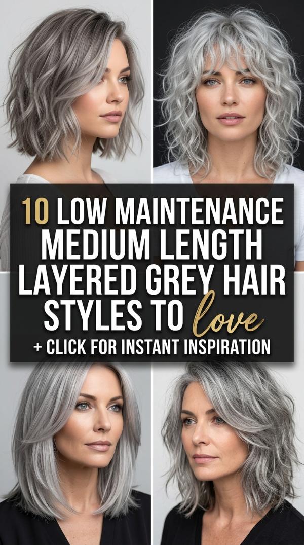 10 Low Maintenance Medium Length Layered Grey Hair Styles to Love