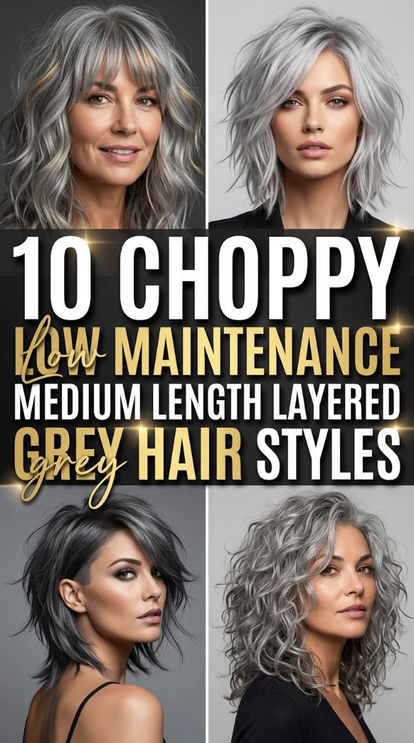 10 Choppy Low Maintenance Medium Length Layered Grey Hair Styles