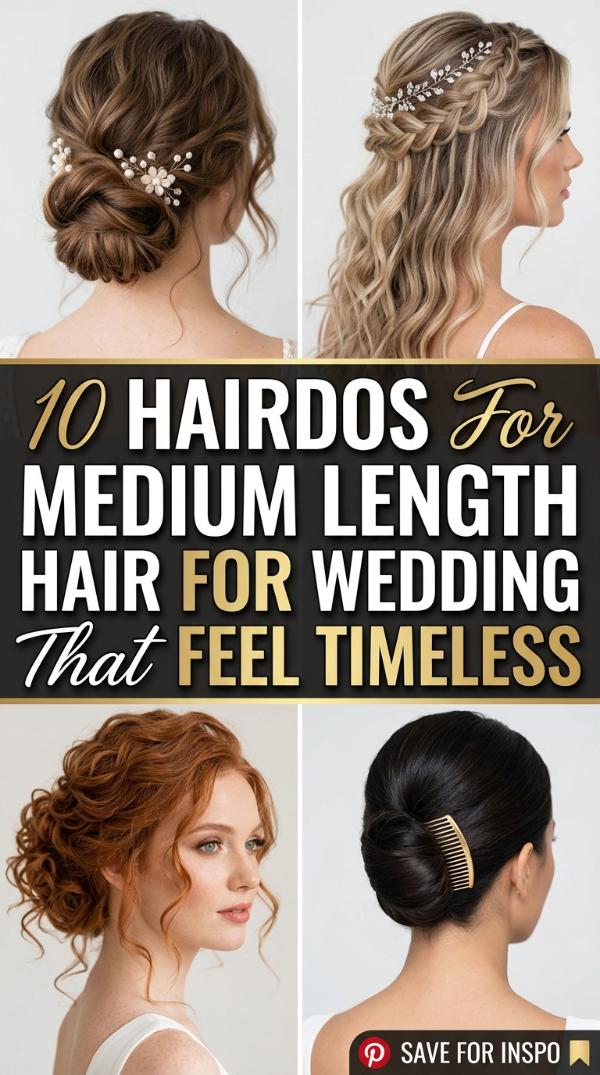 10 Hairdos for Medium Length Hair for Wedding That Feel Timeless