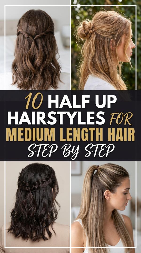 10 Half Up Hairstyles for Medium Length Hair Step by Step
