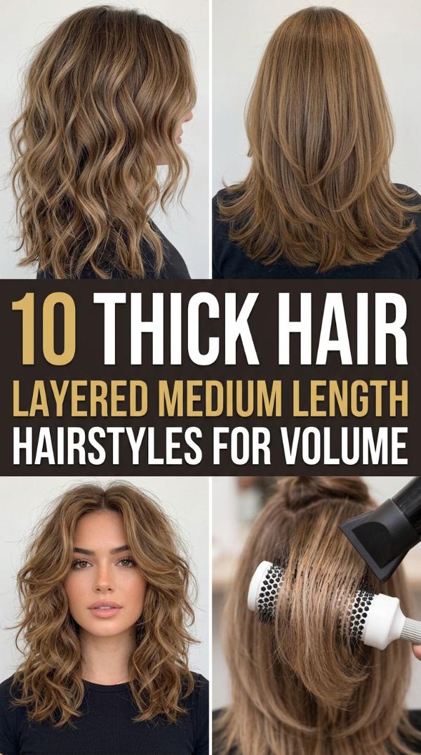 10 Thick Hair Layered Medium Length Hairstyles for Volume