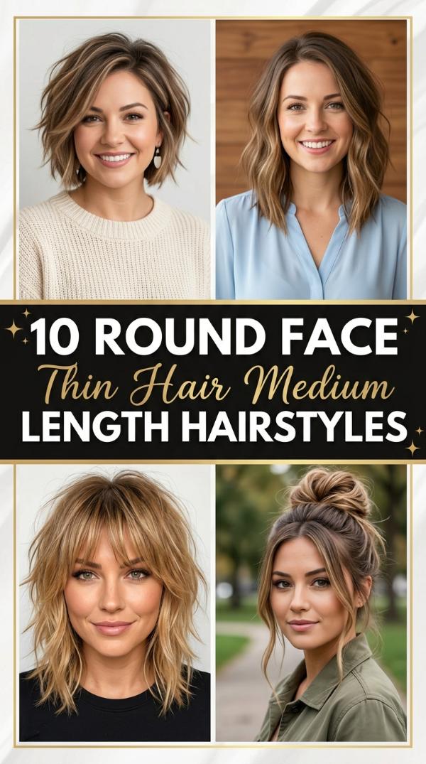 10 Round Face Thin Hair Medium Length Hairstyles