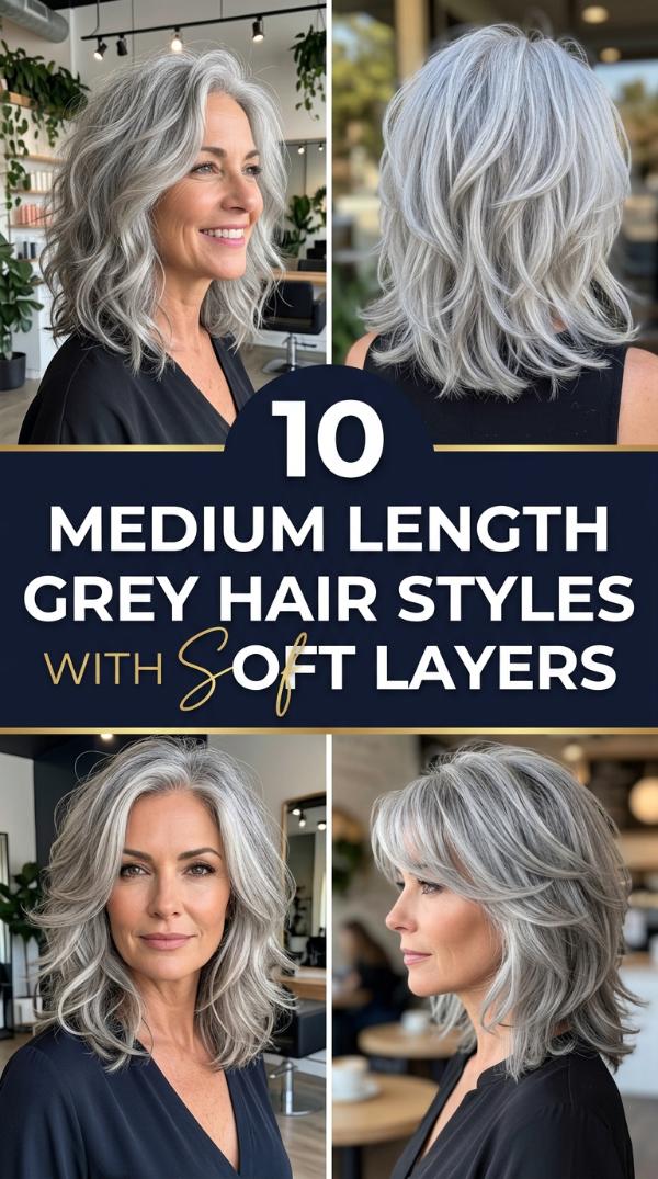 10 Medium Length Grey Hair Styles with Soft Layers