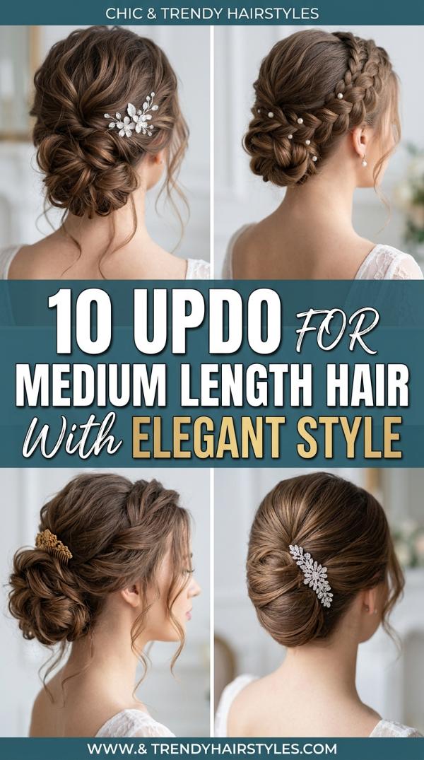 10 Updo for Medium Length Hair with Elegant Style
