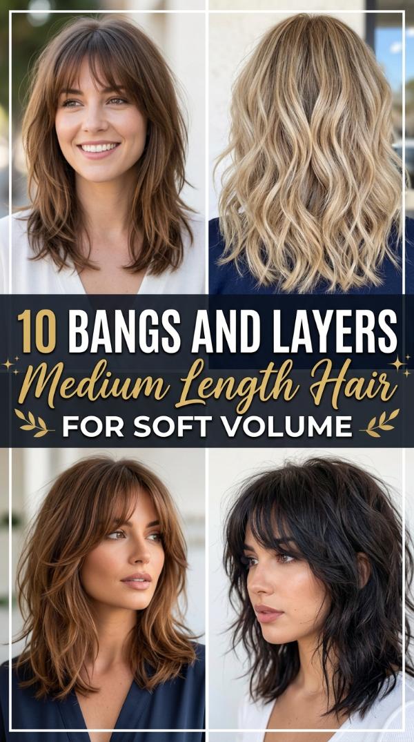 10 Bangs and Layers Medium Length Hair for Soft Volume