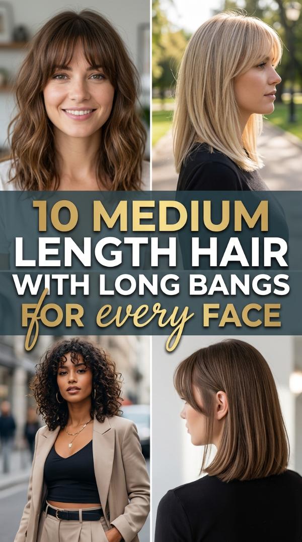 10 Medium Length Hair with Long Bangs for Every Face