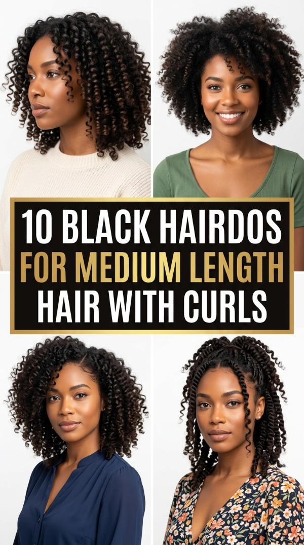 10 Black Hairdos for Medium Length Hair with Curls