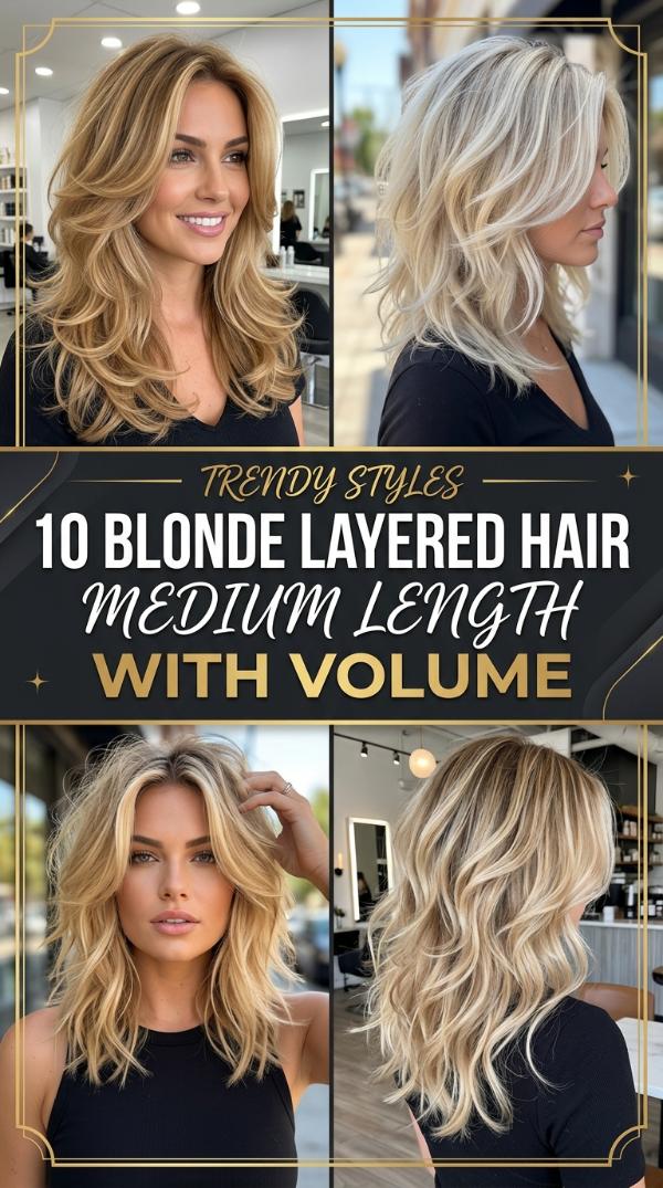 10 Blonde Layered Hair Medium Length with Volume