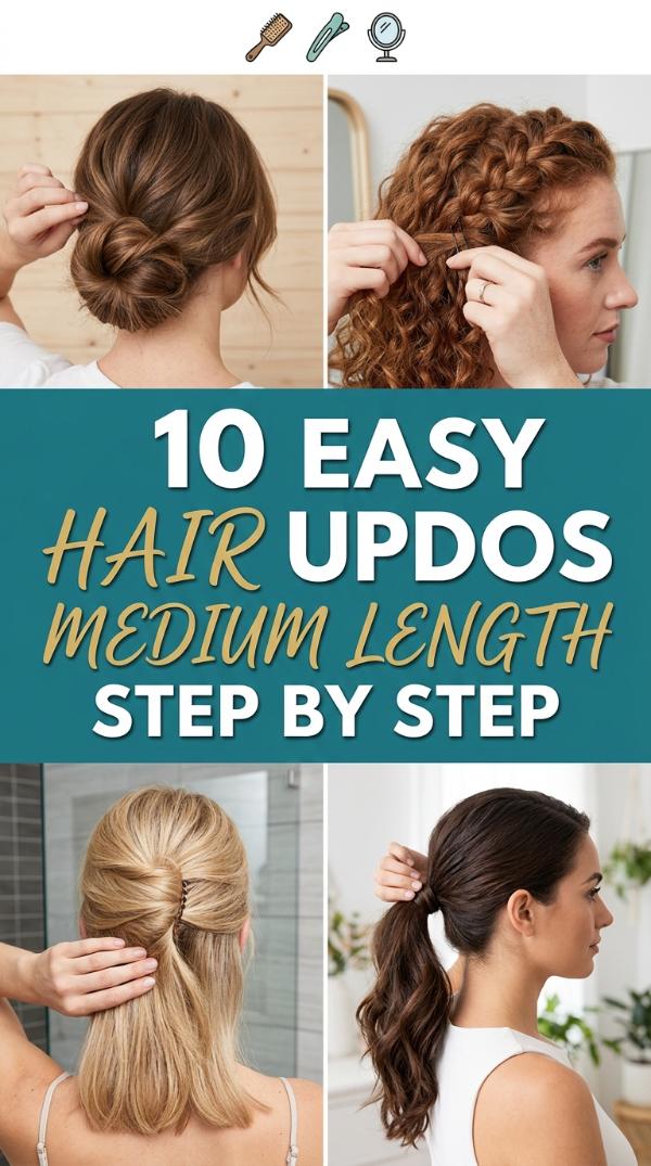 10 Easy Hair Updos Medium Length Step by Step