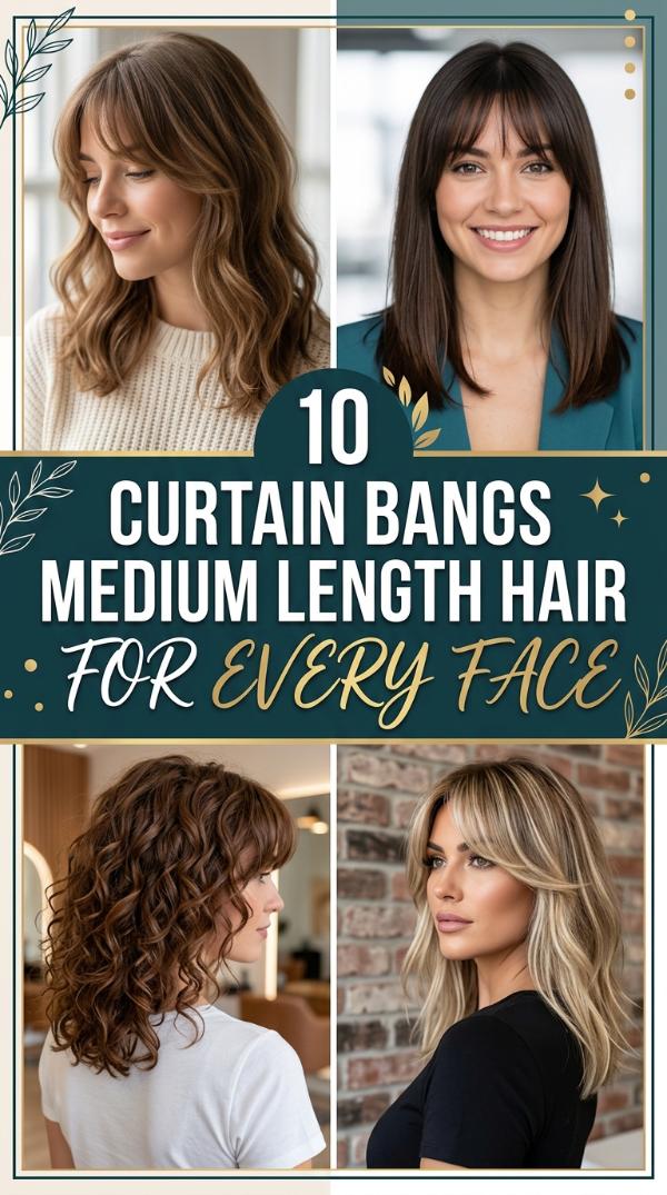 10 Curtain Bangs Medium Length Hair for Every Face