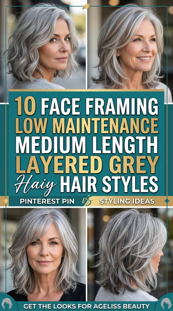 10 Face Framing Low Maintenance Medium Length Layered Grey Hair Styles