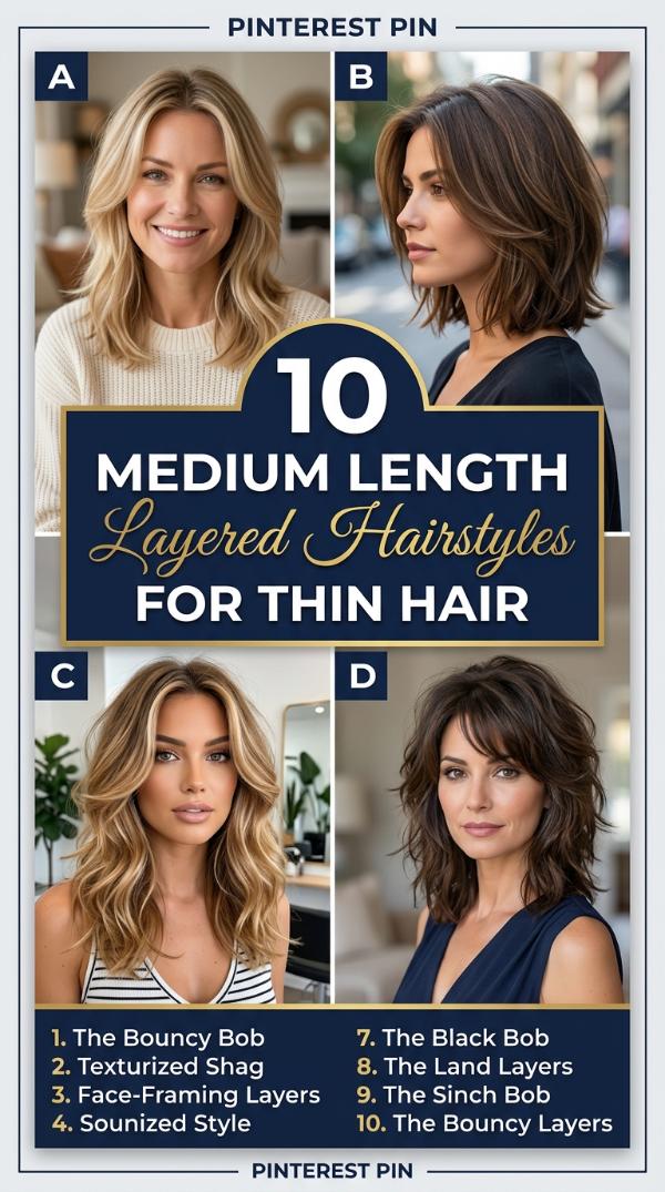 10 Medium Length Layered Hairstyles for Thin Hair