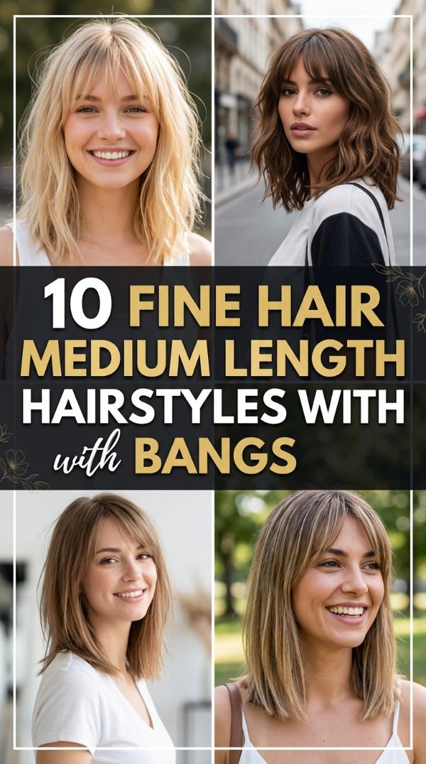 10 Fine Hair Medium Length Hairstyles with Bangs
