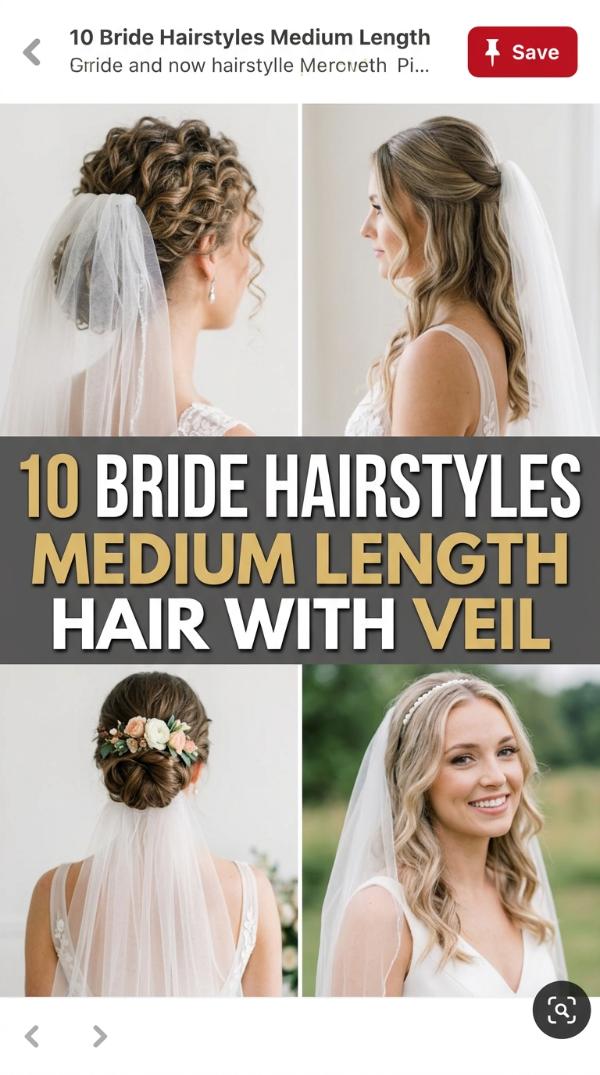 10 Bride Hairstyles Medium Length Hair with Veil