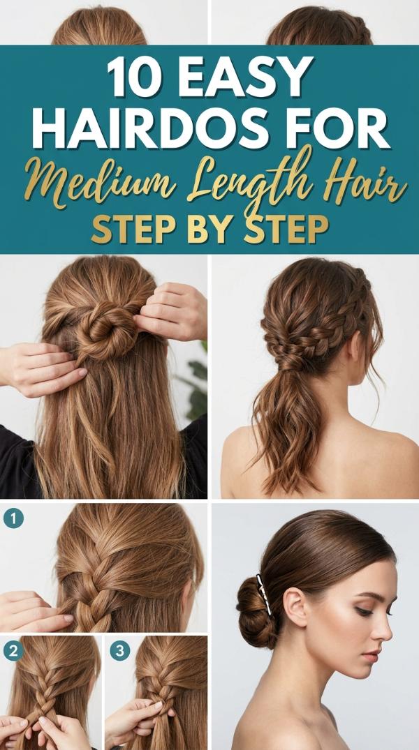 10 Easy Hairdos for Medium Length Hair Step by Step