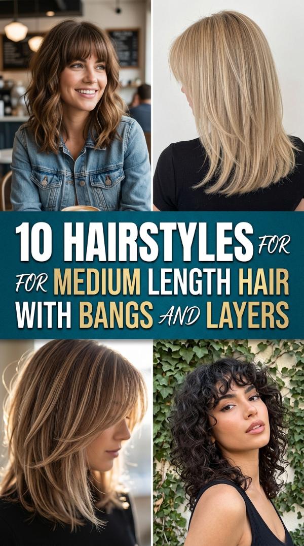 10 Hairstyles for Medium Length Hair with Bangs and Layers