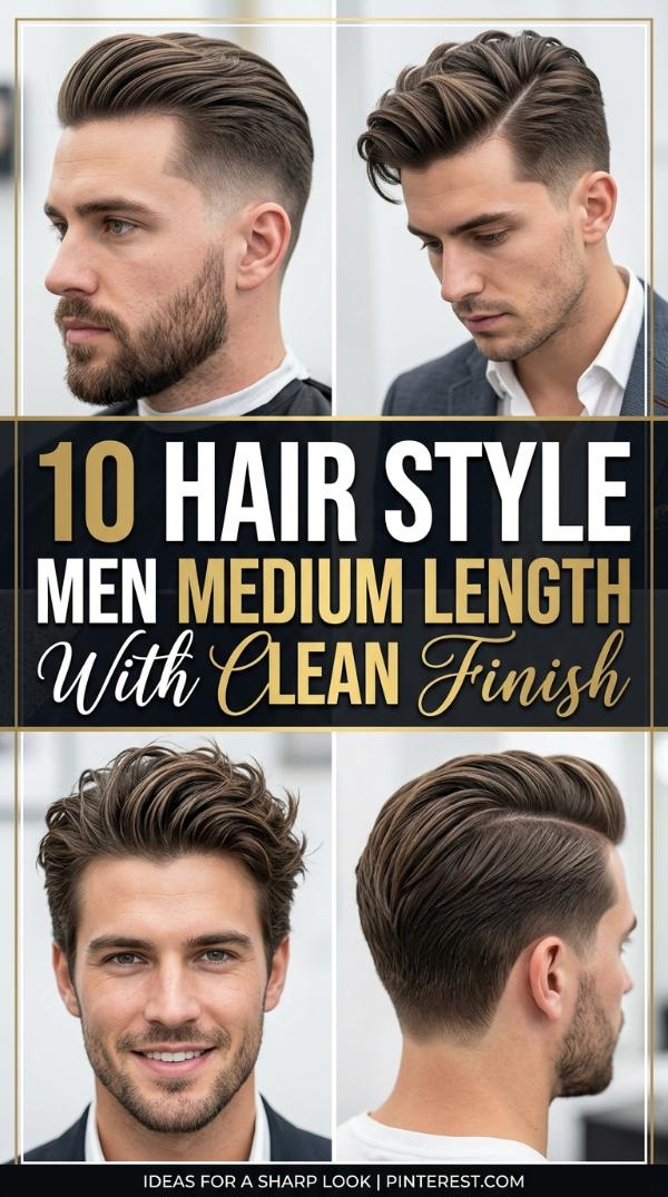 10 Hair Style Men Medium Length with Clean Finish