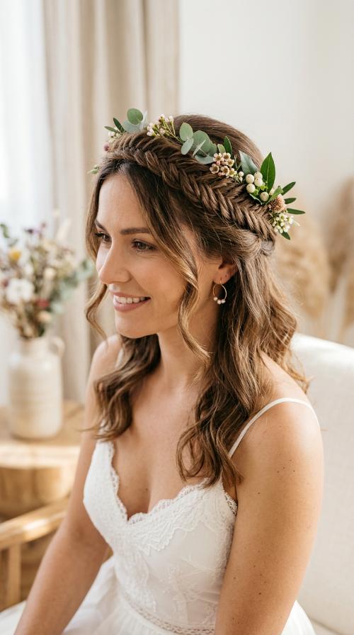 Fishtail Crown with Greenery