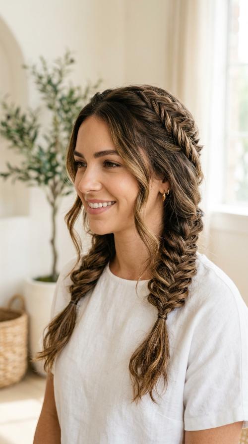 Fishtail Half-Up Style
