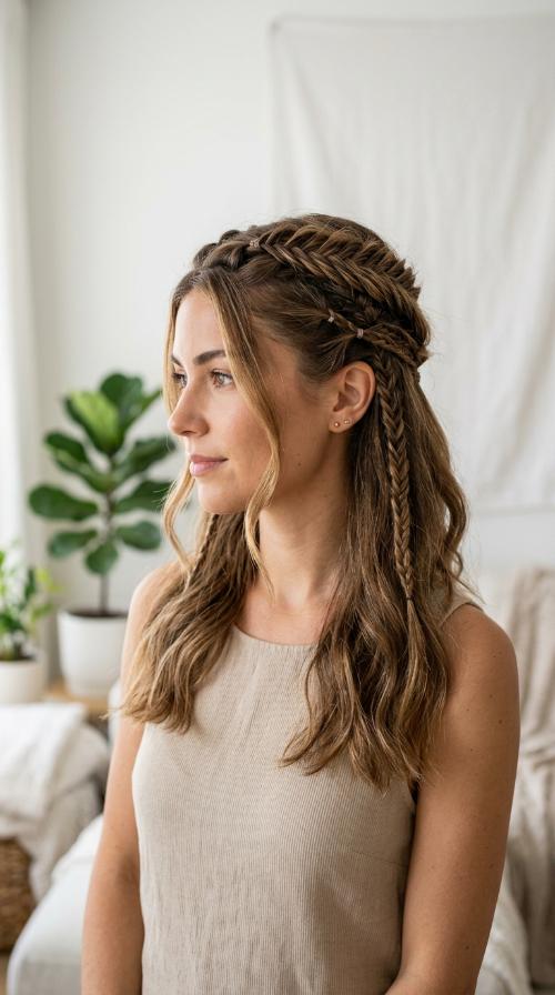 Fishtail Half-Up Style