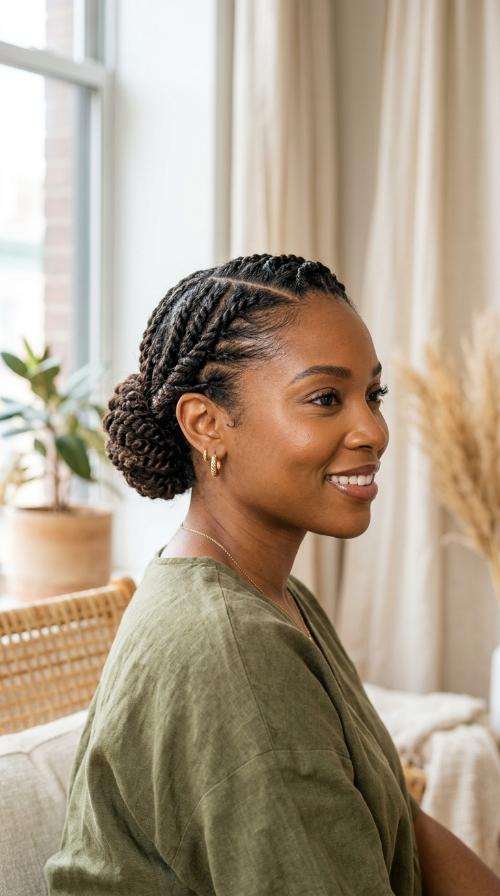 Flat Twists with Low Bun