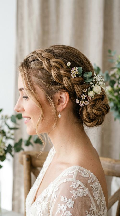 Floral Accented Dutch Braid
