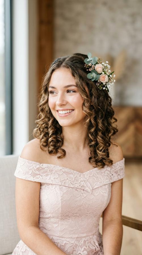 Floral Accented Soft Ringlets