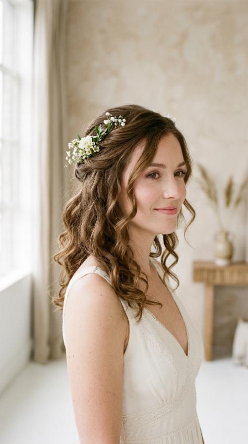 Floral-Adorned Loose Curls