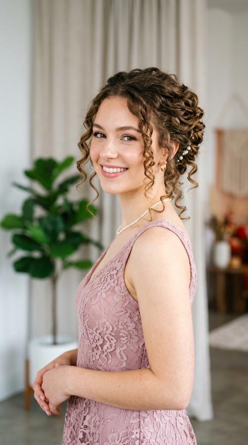 French Twist with Curly Tendrils