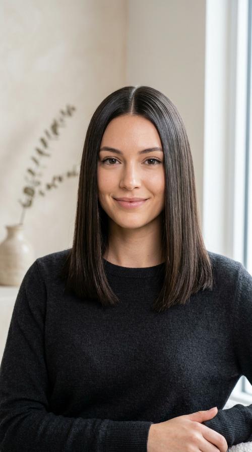 Glass Hair Finish with Center Part