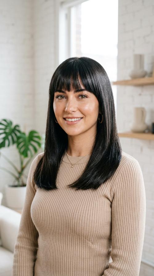 Glass Hair Finish with Precision Straight Bangs