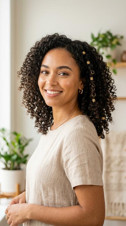 Gold Cuff Embellished Curls