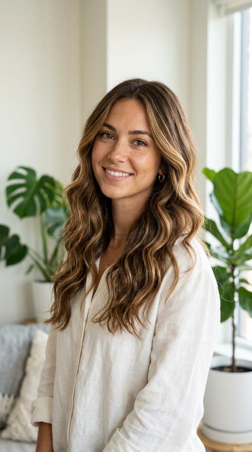 Golden Caramel Highlights for Brunettes