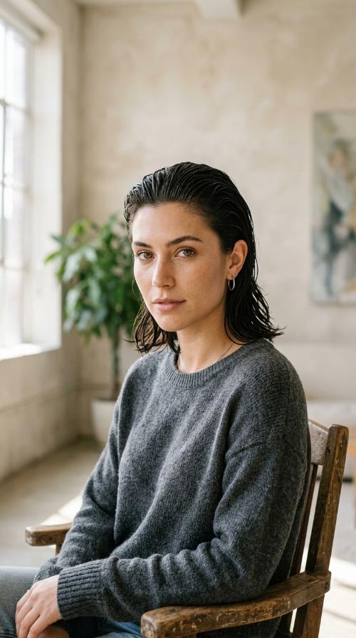Gritty Slicked-Back Wet Look