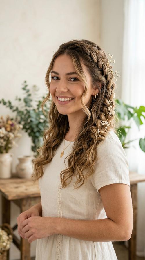 Half-Up Boho Braids with Curls