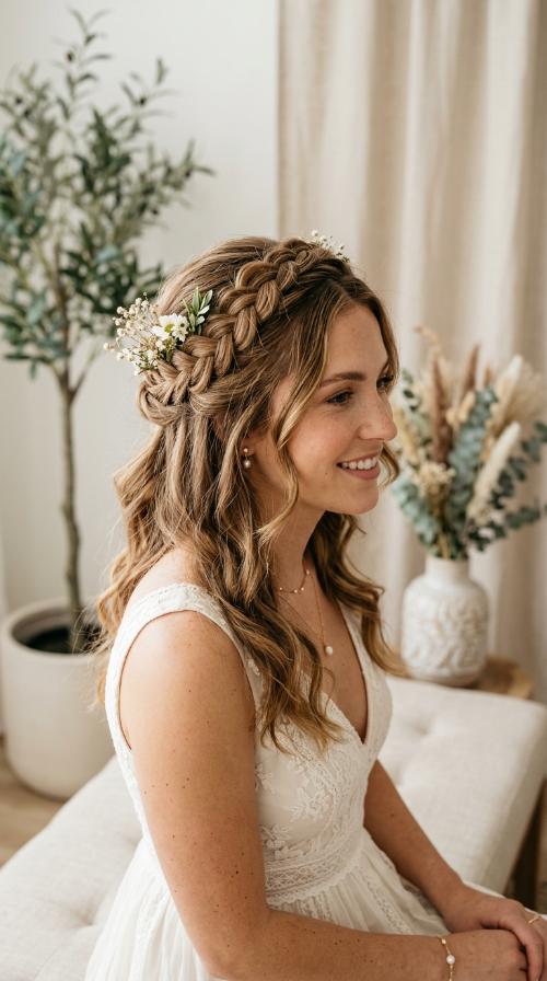 Half-Up Braided Boho Crown