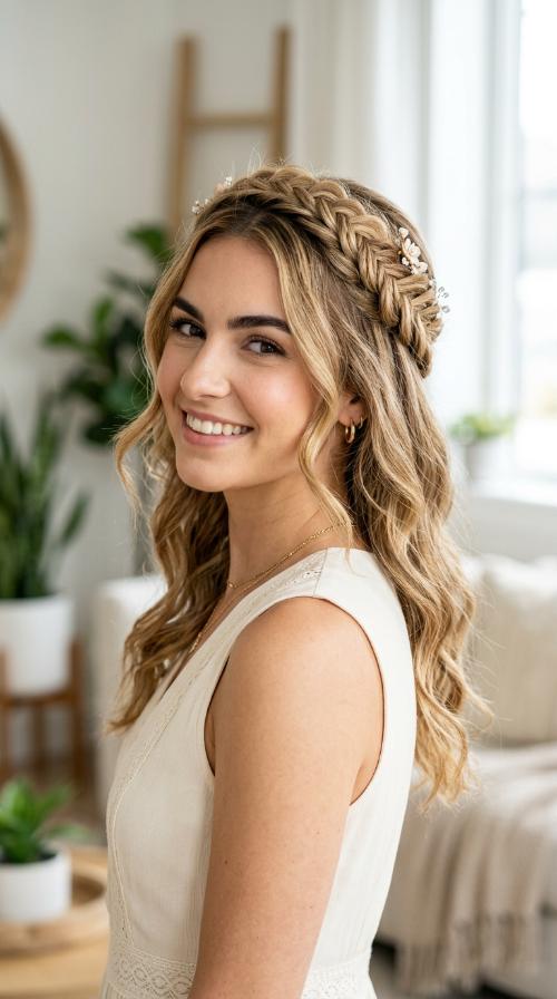 Half-Up Braided Crown