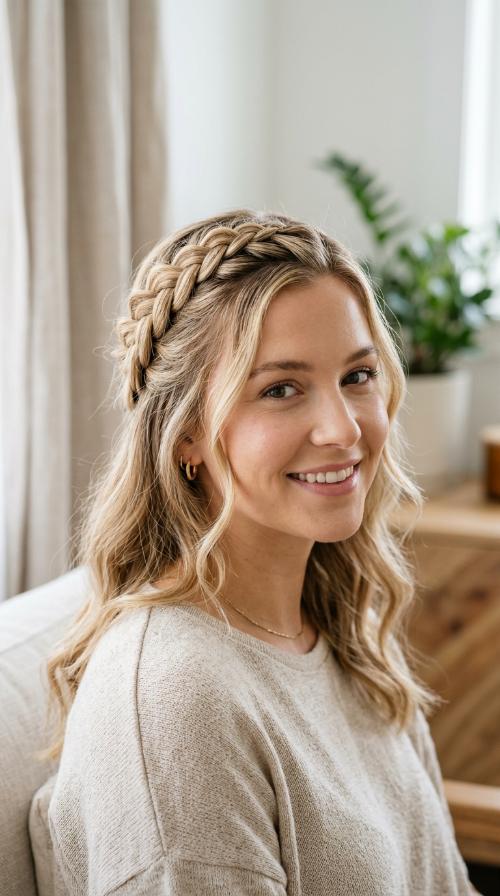Half-Up Dutch Braid Crown