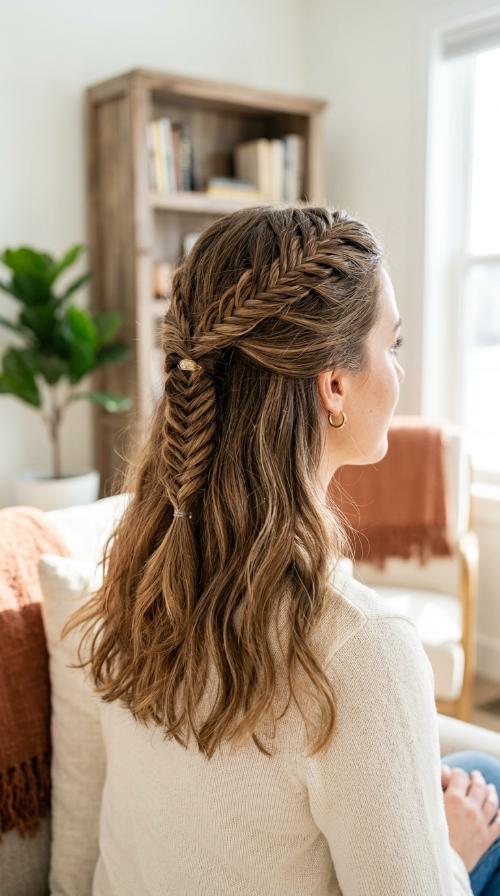 Half-Up Fishtail Braid