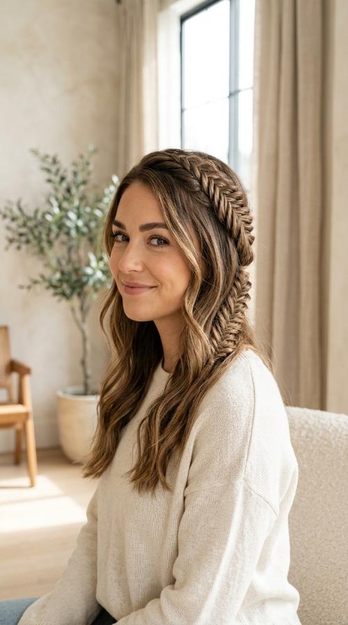 Half-Up Fishtail Braid