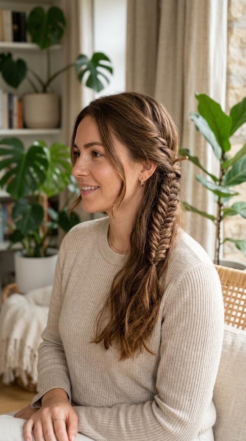Half-Up Fishtail Braid