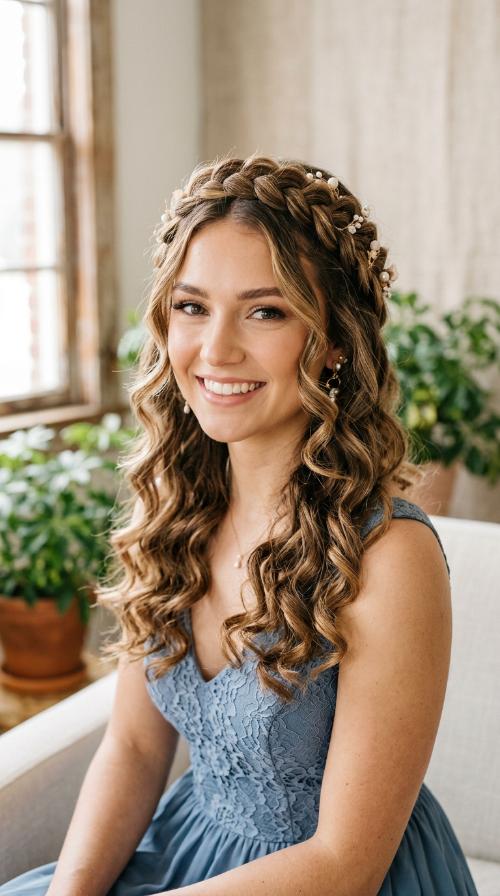 Half-Up Half-Down Braided Crown