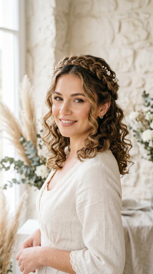 Half-Up Half-Down Braided Crown