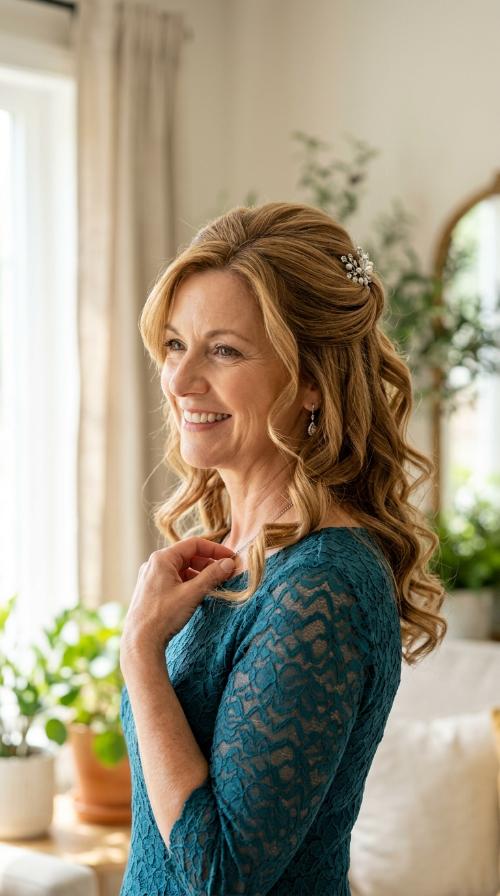 Half-Up Half-Down with Soft Curls
