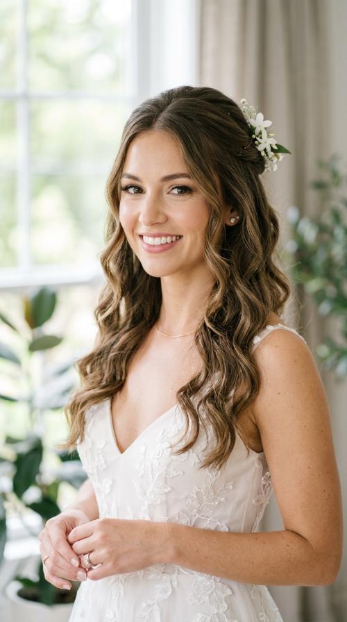 Half-Up Half-Down with Soft Waves