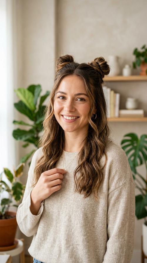 Half-Up Space Buns