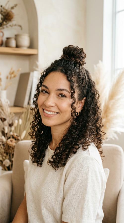 Half-Up Top Knot with Ringlets