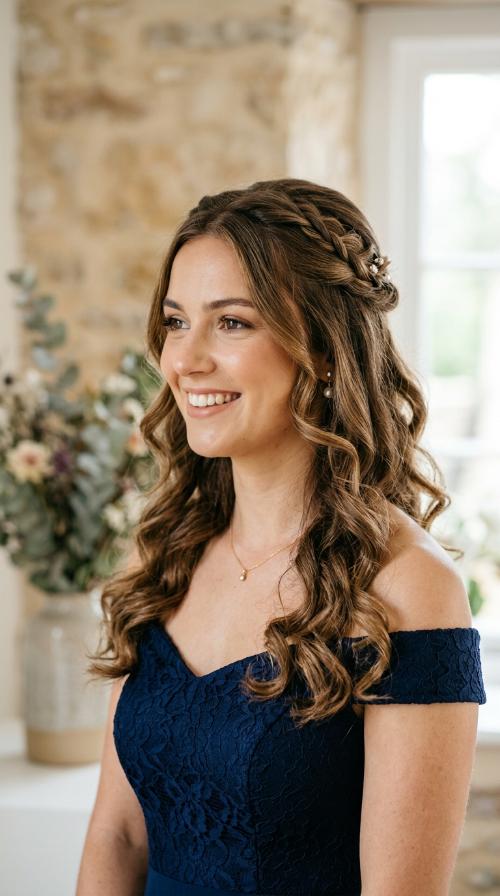 Half-Up Twist with Cascading Curls