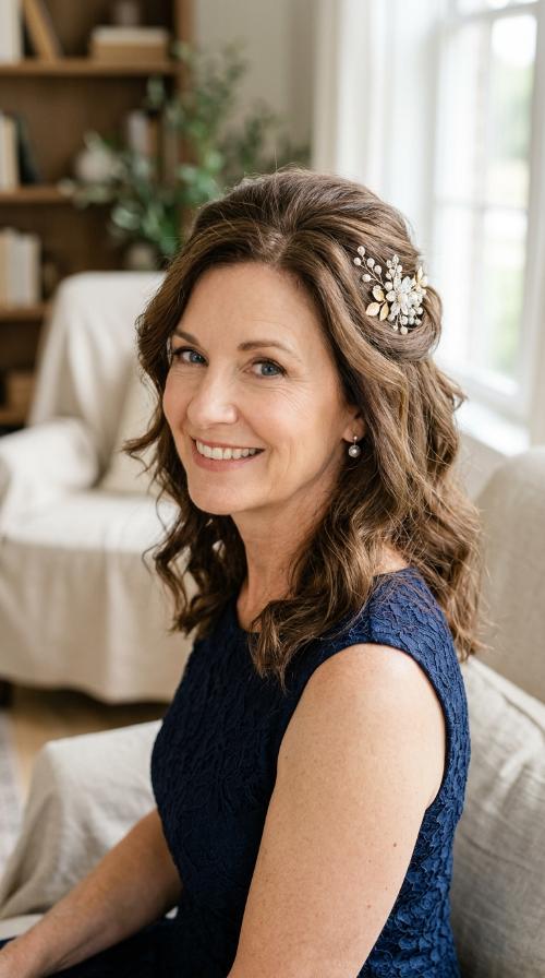 Half-Up with Delicate Hair Pin