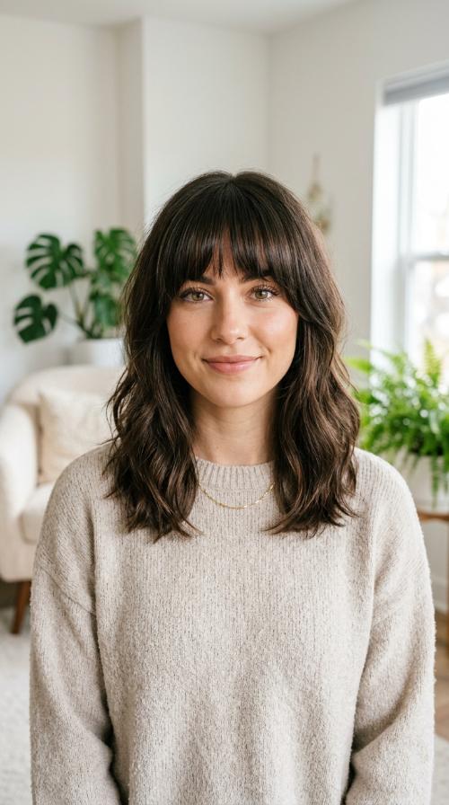 Heavy Blunt-Cut Curtain Bangs